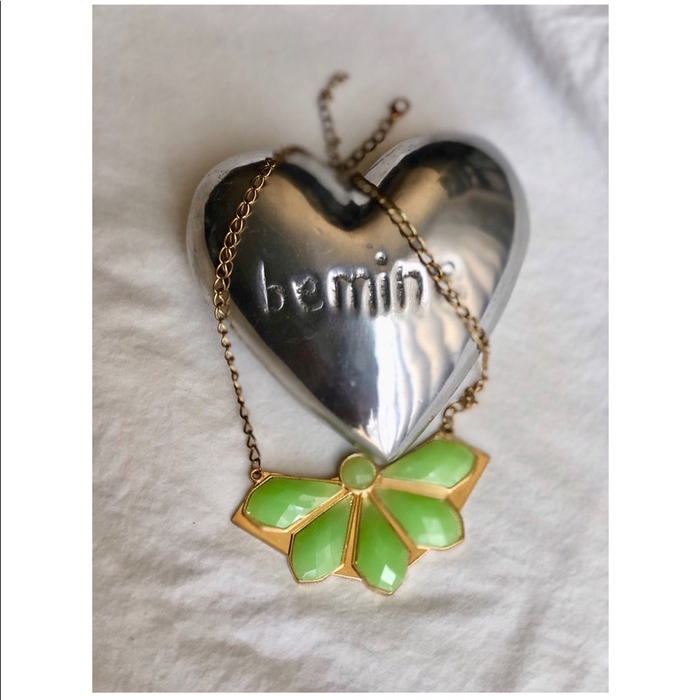 Vintage green stone statement necklace